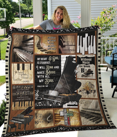 I Will Sing And Make Music With All My Soul Piano Quilt Blanket