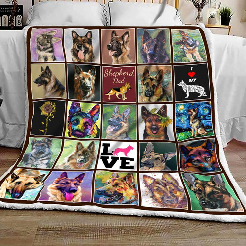 German Shepherd Dad I Love My German Shepherd Sherpa Blanket Great Customized Blanket Gifts For Birthday Christmas Thanksgiving Father's Day
