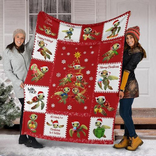 Funny Turtle Blanket Cute Turtle Christmas Santa Claus Blanket Turtle Christmas Tree Fleece/Sherpa Blanket Great Customized Gifts For Family Birthday Christmas Thanksgiving Anniversary