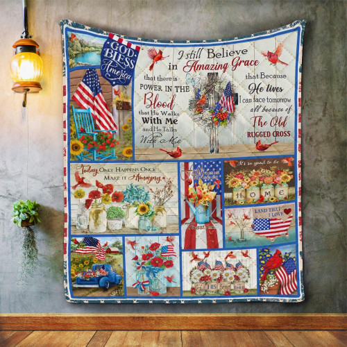 Cardinal America I Still Believe In Amazing Grace Quilt Blanket Great Customized Blanket Gifts For Birthday Christmas Thanksgiving