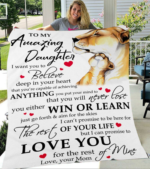 Personalized Lion Family To My Amazing Daughter From Mom Love You For The Rest Of Mine Fleece Blanket Great Customized Gifts For Birthday Christmas Thanksgiving Perfect Gifts For Lion Lover