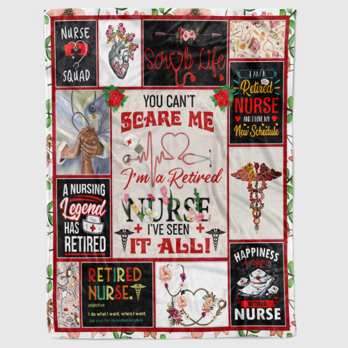 You Can'T Scare Me I'M A Retired Nurse Blanket Nurse Retirement Blanket Nurse Retirement Gifts For Colleagues Co-Workers Birthday Christmas Thanksgiving Gifts For Retired Nurses