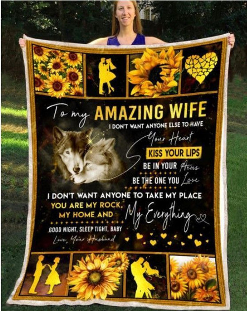 Personalized Sunflower To My Amazing Wife Fleece Blanket From Husband You Are My Rock My Home And My Everything Great Customized Blanket Gifts For Birthday Christmas Thanksgiving Perfect Gifts For Mother's Day