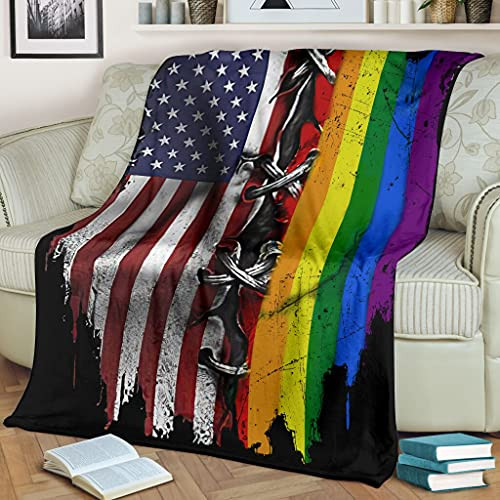 Lgbt Pride Blankets Lips Black Hippie Fleece & Sherpa Blankets Lgbt Gifts Rainbow Flag Blankets Gifts For Family Friend (Multi 1)