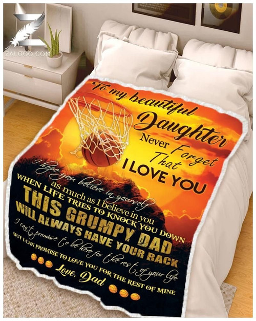 Personalized Basketball To My Beautiful Daughter From Dad Never Forget That I Love You Sherpa Fleece Blanket Great Customized Gifts For Birthday Christmas Thanksgiving