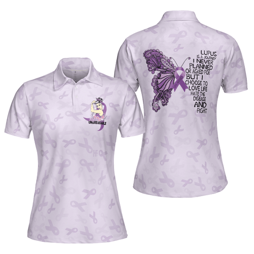 Butterfly Believe Lupus Awareness Polo Shirt