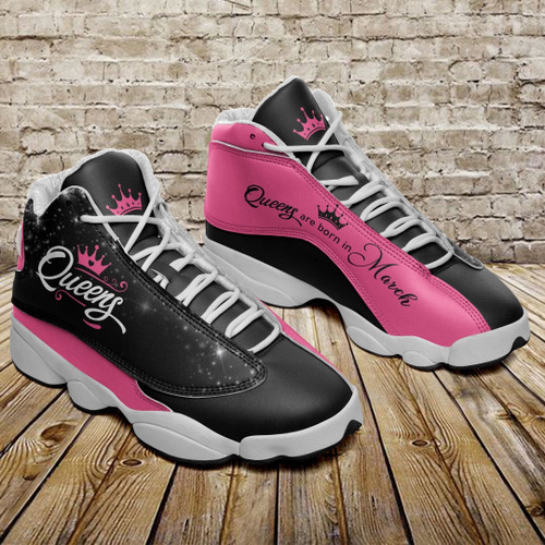Queens Are Born In March Black Pink Air Jordan 13 Sneaker, Gift For Lover Queens Are Born In March Black Pink Aj13 Shoes For Men And Women