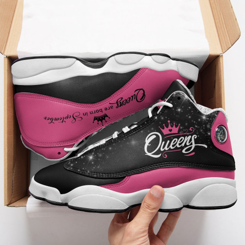 Queens Are Born In September Black And Pink Air Jordan 13 Sneaker, Gift For Lover Queens Are Born In September Black And Pink Aj13 Shoes For Men And Women