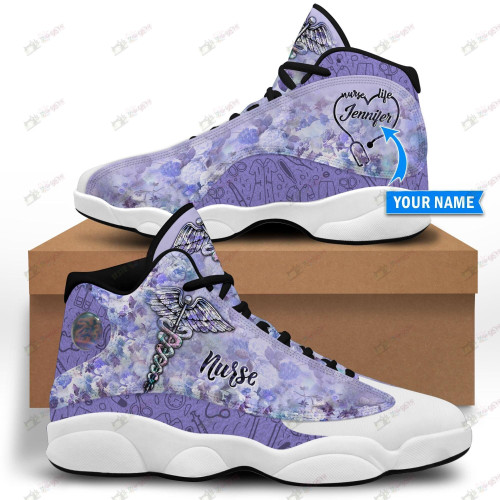 Personalized Nurse Purple Perfect Air Jordan 13 Sneaker, Gift For Lover Nurse Purple Perfect AJ13 Shoes For Men And Women