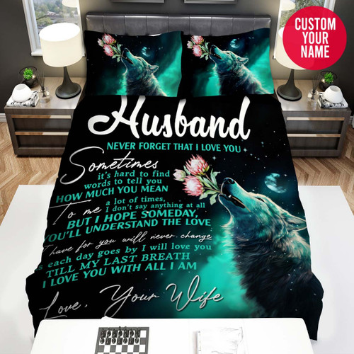Personalized Wolf To My Husband From Wife Never Forget That I Love You Duvet Cover Bedding Set