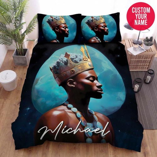 Personalized Black King With Earth Custom Name Duvet Cover Bedding Set