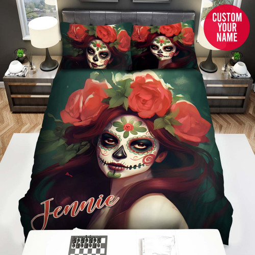 Personalized Halloween Beautiful Girl Custom Name Duvet Cover Bedding Set
