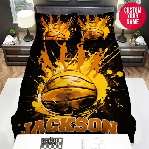 Personalized Basketball Painting With Players Custom Name Duvet Cover Bedding Set