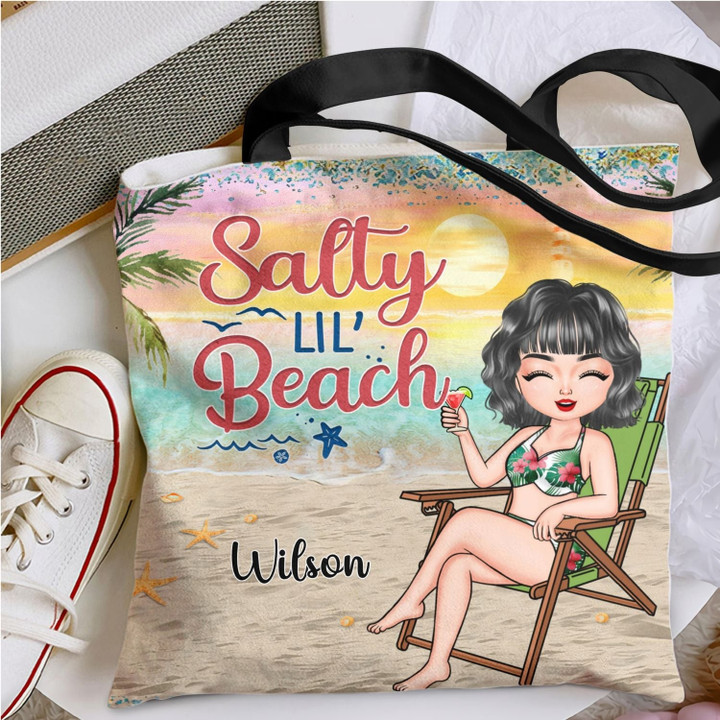 Custom Girl Name Just A Girl Who Loves Beaches Tote Bag, Gift For Beach Lovers Tote Bag