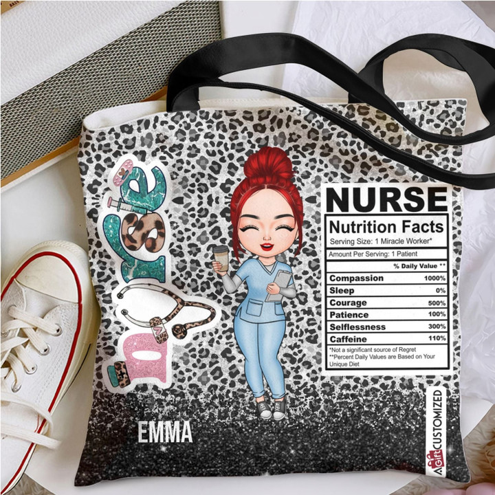 Custom Name Tote Bag - Gift For Nurses - Nurse Nutrition Facts
