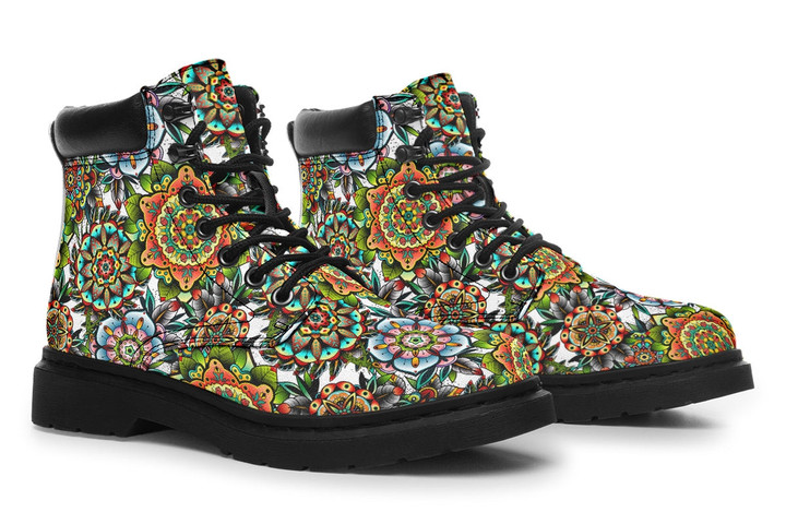 Traditional Colorful Flowers Tattoo Tim Boots