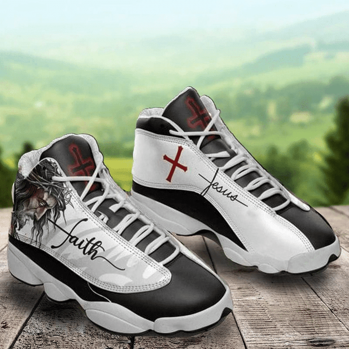 Jesus Christians Black White Air Jordan 13 Sneaker, Gift For Lover Jesus Christians Black White AJ13 Shoes For Men And Women