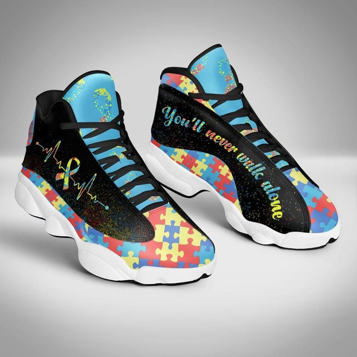 You'll Never Walk Alone Autism Awareness Air Jordan 13 Sneaker, Gift For Lover Autism Awareness AJ13 Shoes For Men And Women