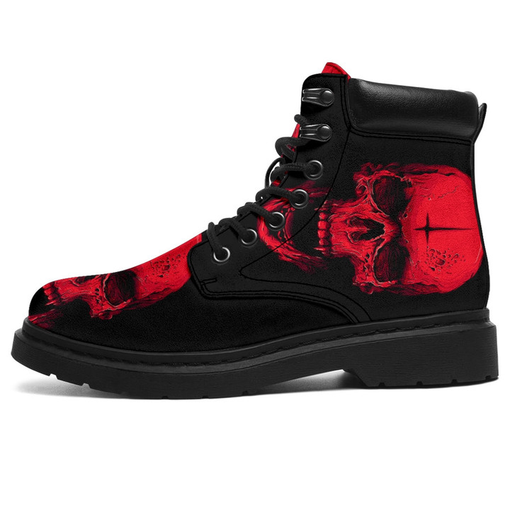 Red Skull Inverted Cross Gothic Tim Boots
