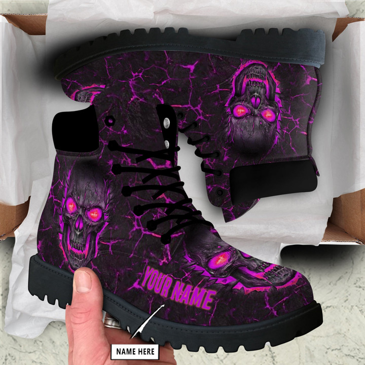 Personalized Skull Lava Purple Tim Boots