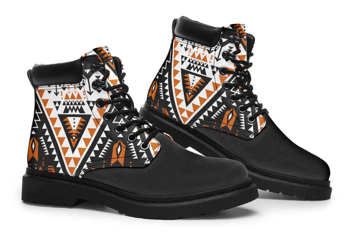 Native American Orange Pattern Tim Boots