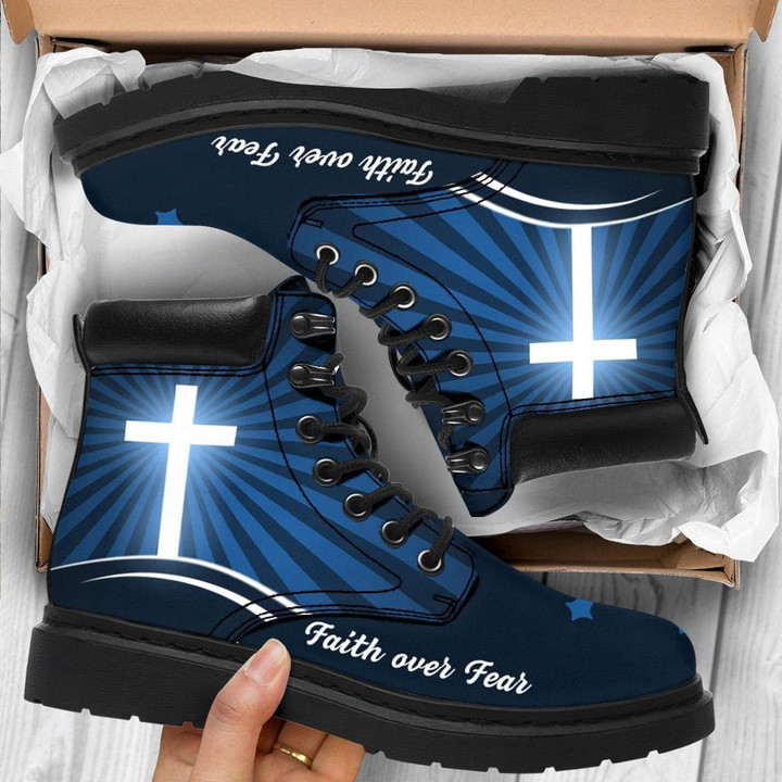Faith Over Fear Jesus Light Blue Tim Boots