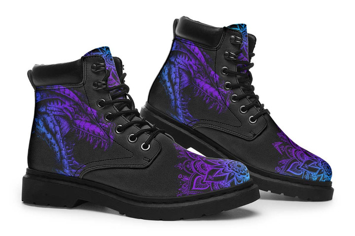 Black Purple Dragon Mandala Tim Boots