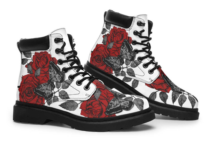 Butterfly And Roses White Tim Boots