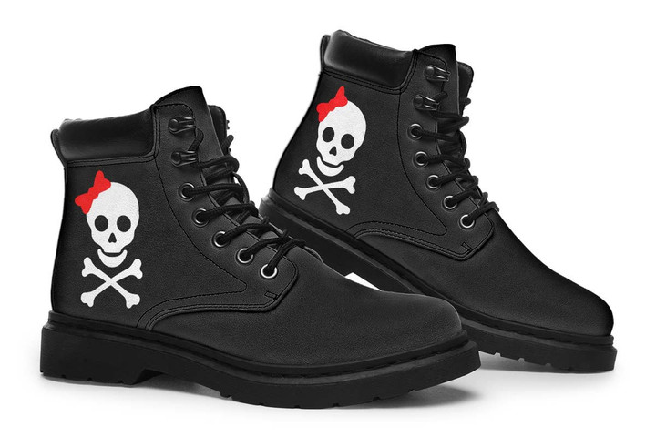 Red Bow Skull Tim Boots