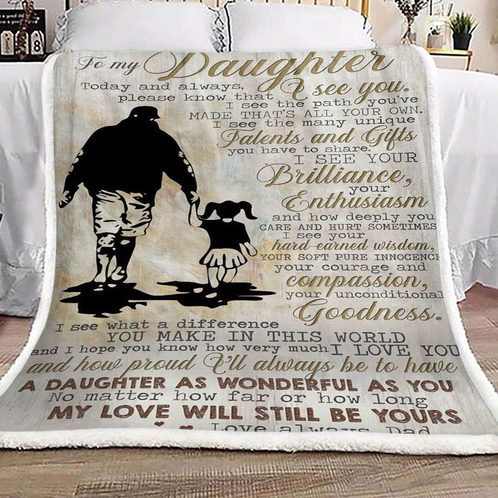 Family Personalized Dad To Daughter I Am Proud To Have Wonderful Daughter Like You Sherpa Blanket Great Customized Blanket Gifts For Birthday Christmas Thanksgiving Father's Day