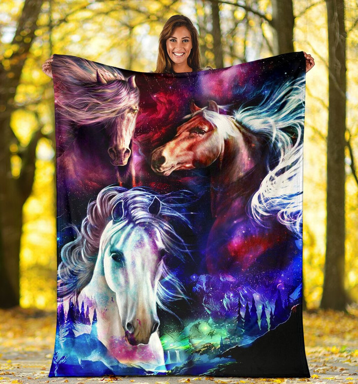 Horse Galaxy Magic Art Sherpa Fleece Blanket Great Customized Blanket Gifts For Birthday Christmas Thanksgiving