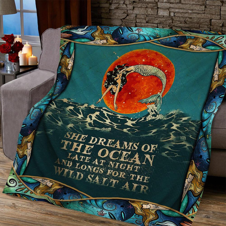 She Dreams About The Ocean Mermaid Jumping Out Of Ocean Quilt Blanket Great Customized Blanket Gifts For Birthday Christmas Thanksgiving