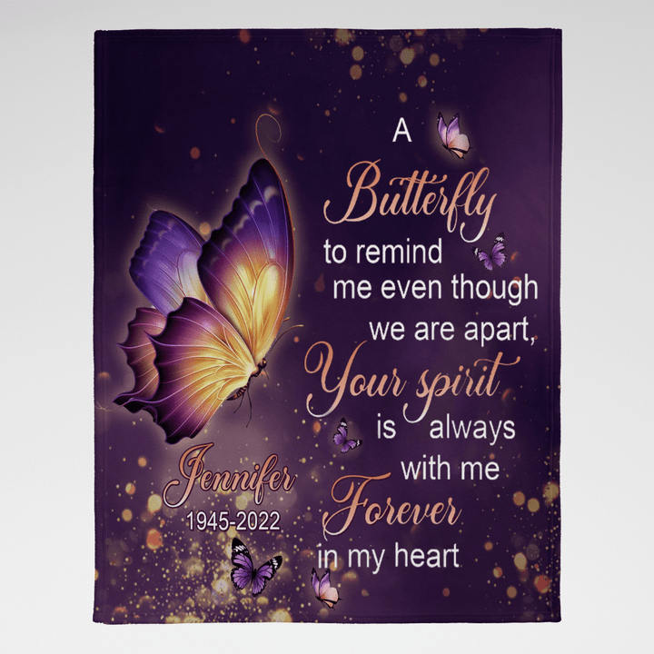 Personalized A Butterfly To Remind Me Blanket, Memorial Sympathy Bereavement Gifts For Loss Of Loved One