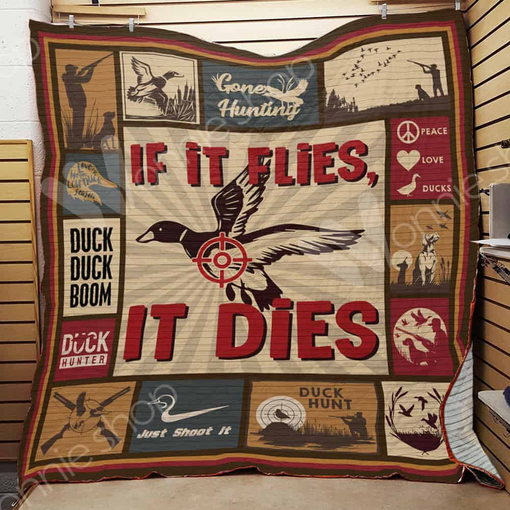 Hunting Duck Just Shoot It Quilt Blanket