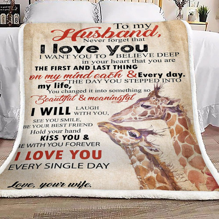Personalized Giraffe You Are The First And The Last Thing To My Husband From Wife Sherpa Fleece Blanket Great Customized Blanket Gifts For Birthday Christmas Thanksgiving Valentine’s Day