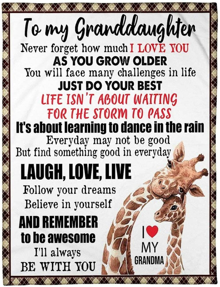 Personalized To My Granddaughter Giraffe Never Forget How Much I Love You, As You Grow Older You Will Face Many Challenges Sherpa Fleece Blanket