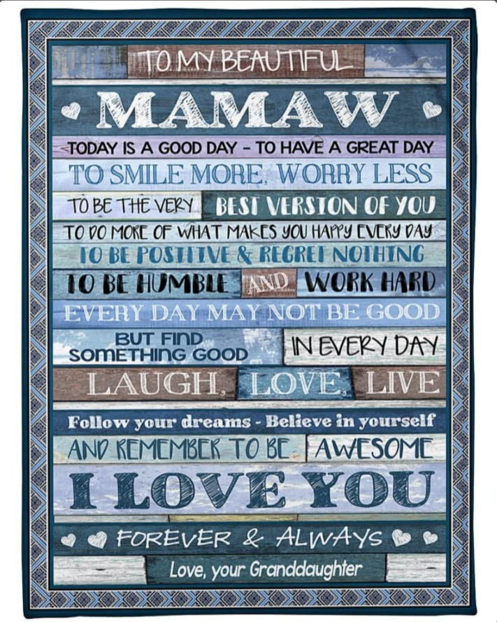 Personalized Gifts For Mothers Day, To My Beautiful Mamaw Blanket Fleece Sherpa Grandma Gifts, Birthday Gifts For Grandma From Granddaughter Grandson, Gifts For Nana Mimi Grandma From Daughter Son