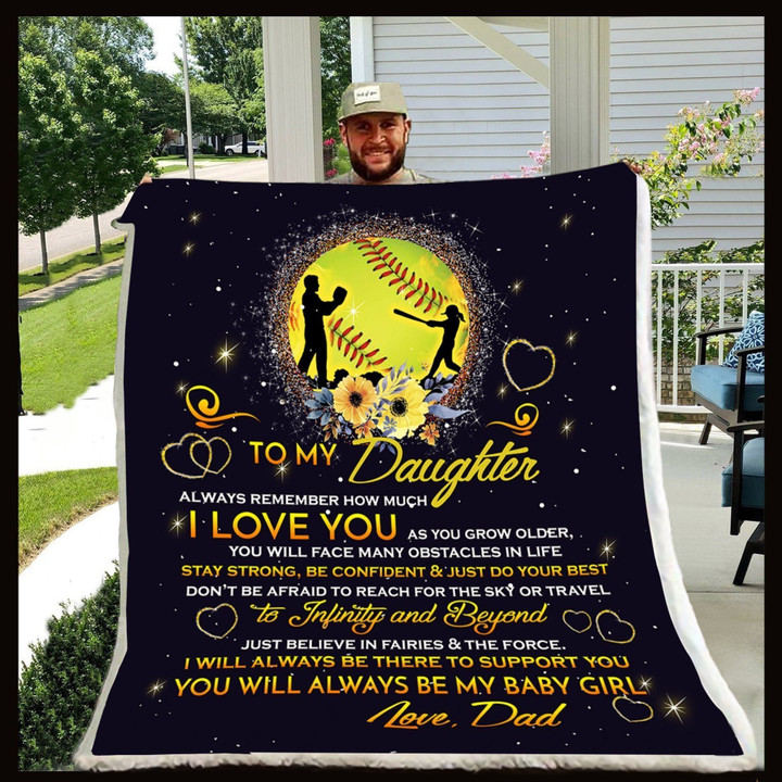 Personalized From Dad To Daughter Remember How Much I Love You Softball Dad And Daughter Sherpa Fleece Blanket Great Customized Blanket Gifts For Birthday Christmas Thanksgiving