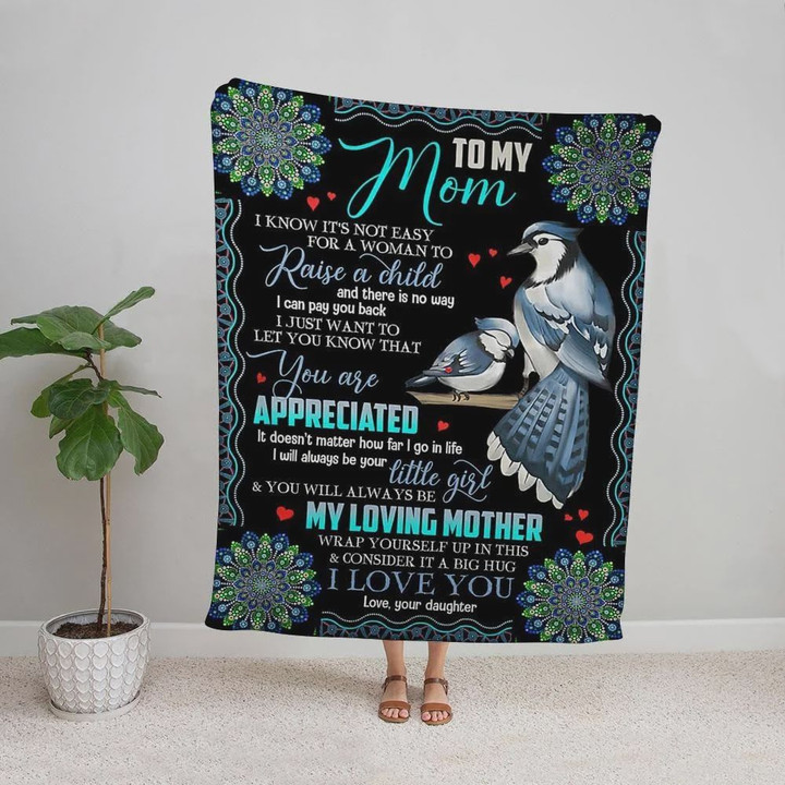 Personalized To My Mom I Love You From Daughter Cardinal Mom And Child Mandala Pattern Sherpa Fleece Blanket Great Customized Blanket Gifts For Birthday Christmas Thanksgiving