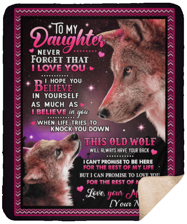 Personalized Family Wolf To My Daughter From Mom Always Have Your Back Fleece Blanket Great Customized Gifts For Birthday Christmas Thanksgiving