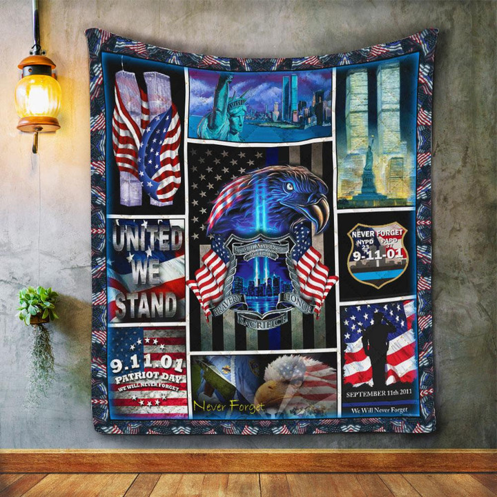 Police We Will Never Forget 9/11 United We Stand Quilt Blanket Great Customized Blanket Gifts For Birthday Christmas Thanksgiving