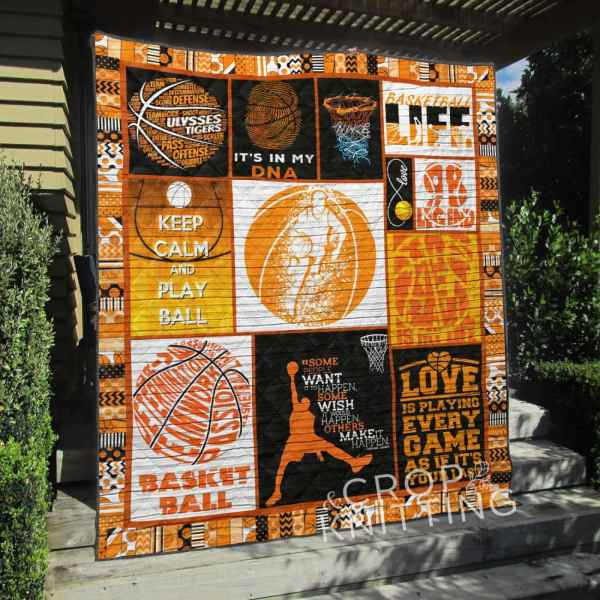 Basketball Keep Calm And Play Ball Quilt Blanket Great Customized Gifts For Birthday Christmas Thanksgiving Perfect Gifts For Basketball Lover