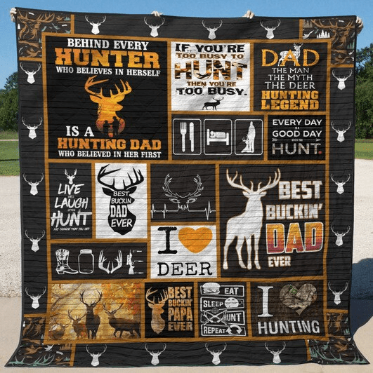 Hunting Behind Every Hunter Who Believe Quilt Blanket Great Customized Gifts For Birthday Christmas Thanksgiving Father's Day