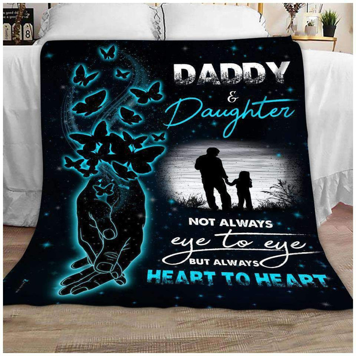Butterfly Daddy And Daughter Holding Hands At Night Fleece Blanket Meaningful Gifts Great Customized Blanket For Birthday Christmas Father's Day