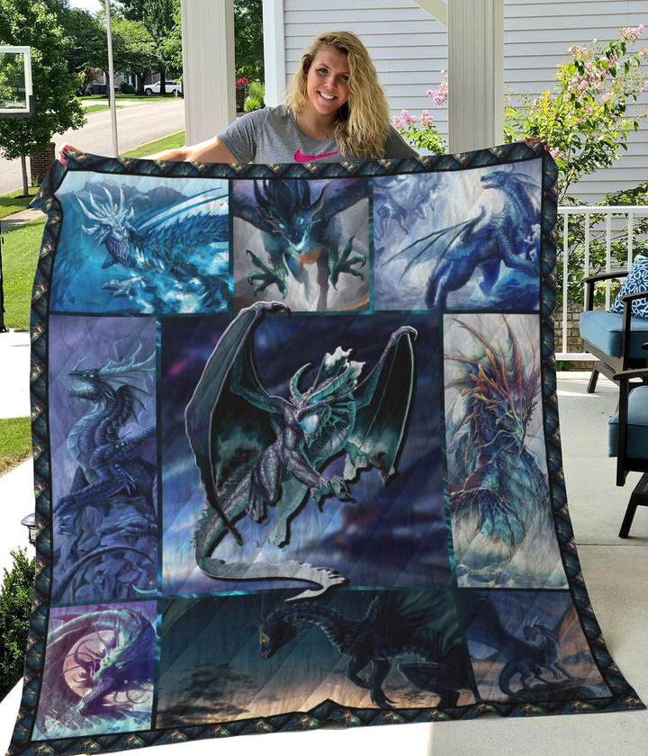Epic Blue Dragon Quilt Blanket Great Customized Blanket Gifts For Birthday Christmas Thanksgiving