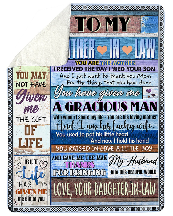 Personalized To My Mother In Law Hearts Fleece Blanket From Daughter In Law You Raised In Love A Little Boy And Gave Me The Man Great Customized Gift For Mother's day Birthday Christmas Thanksgiving