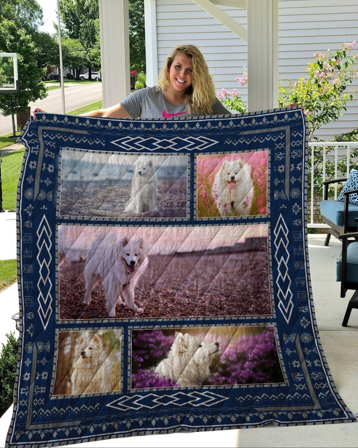 Samoyed Natural Quilt Blanket Great Customized Blanket Gifts For Birthday Christmas Thanksgiving