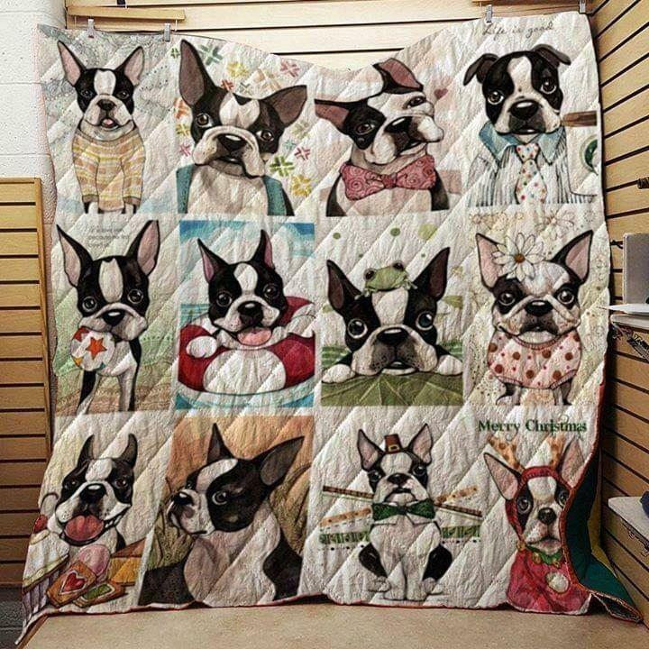 Boston Terrier Lifestyles Quilt Blanket Great Customized Gifts For Birthday Christmas Thanksgiving Anniversary