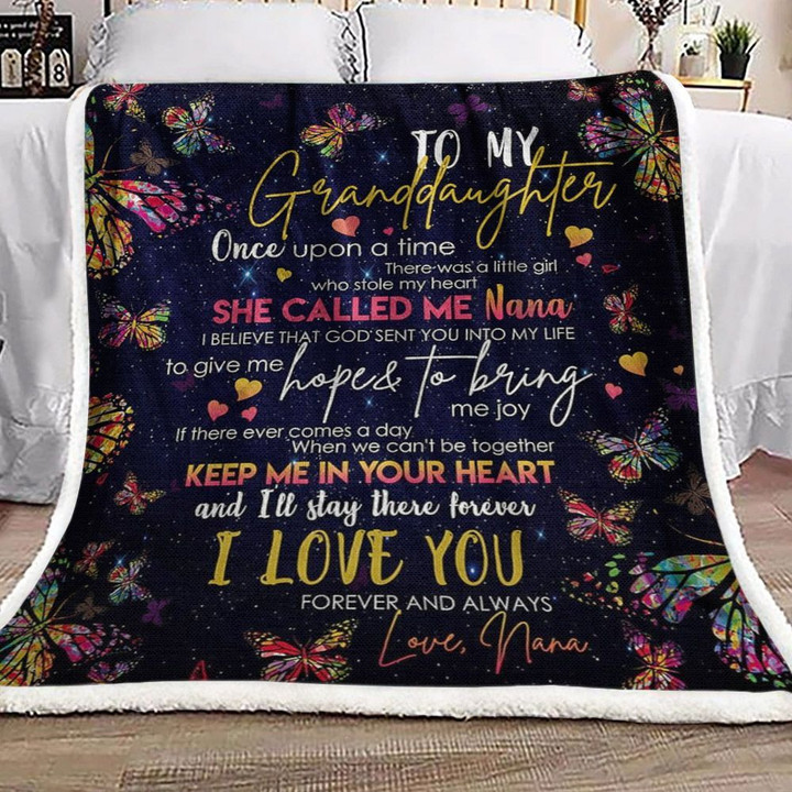 Personalized Butterflies Keep Me In Your Heart And I'll Stay There Forever To My Granddaughter From Grandma Sherpa Fleece Blanket Great Customized Blanket Gifts For Birthday Christmas Thanksgiving Mother’s Day