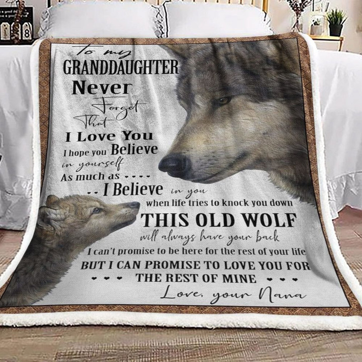 Personalized Wolf To My Granddaughter From Nana I Love You Sherpa Fleece Blanket Meaningful Gifts For Her Great Customized Gifts For Birthday Christmas Thanksgiving Graduation